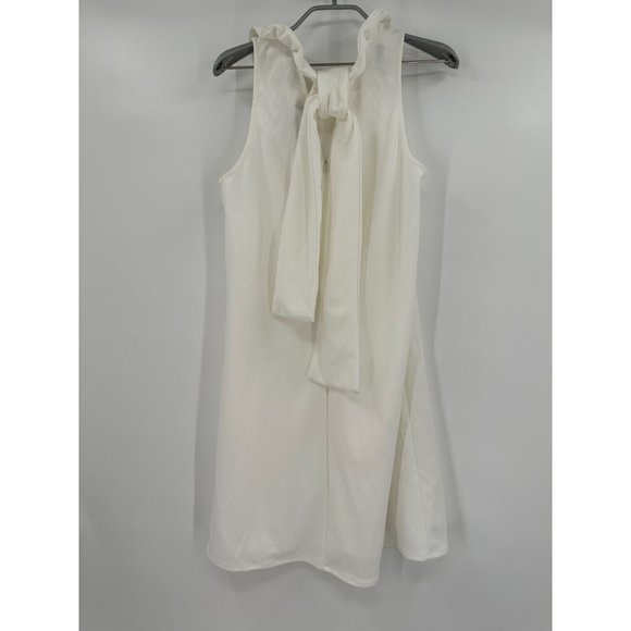 Pomander Place by Tuckernuck White Blythe Dress M Sleeveless Ruffle Collar Bow - Picture 7 of 9